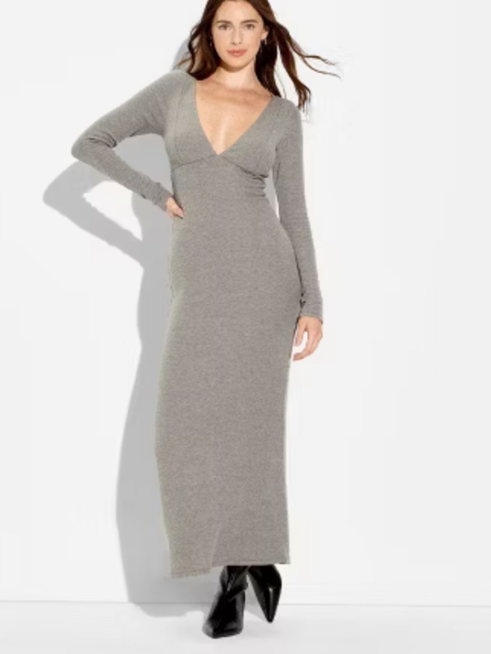 Wild Fable Women's Cozy Long Sleeve Maxi Empire Waist Dress‎